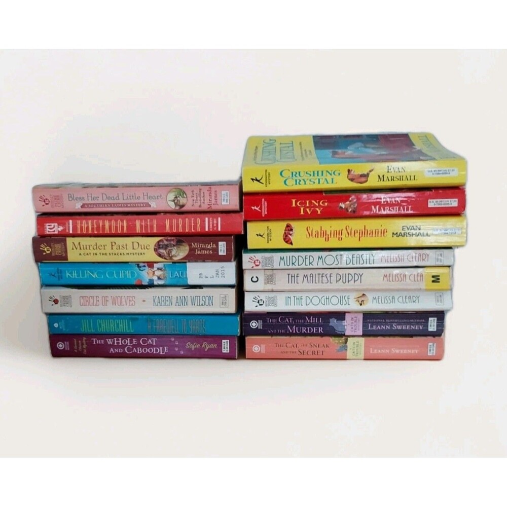 Lot of 15 Cat Mystery Paperback Books - Leann Sweeney Melissa Cleary Evan Marsha